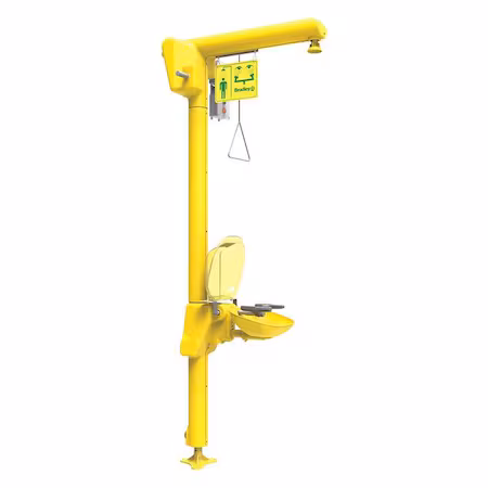 Ducha con lavaojos amarilla de emergencia A